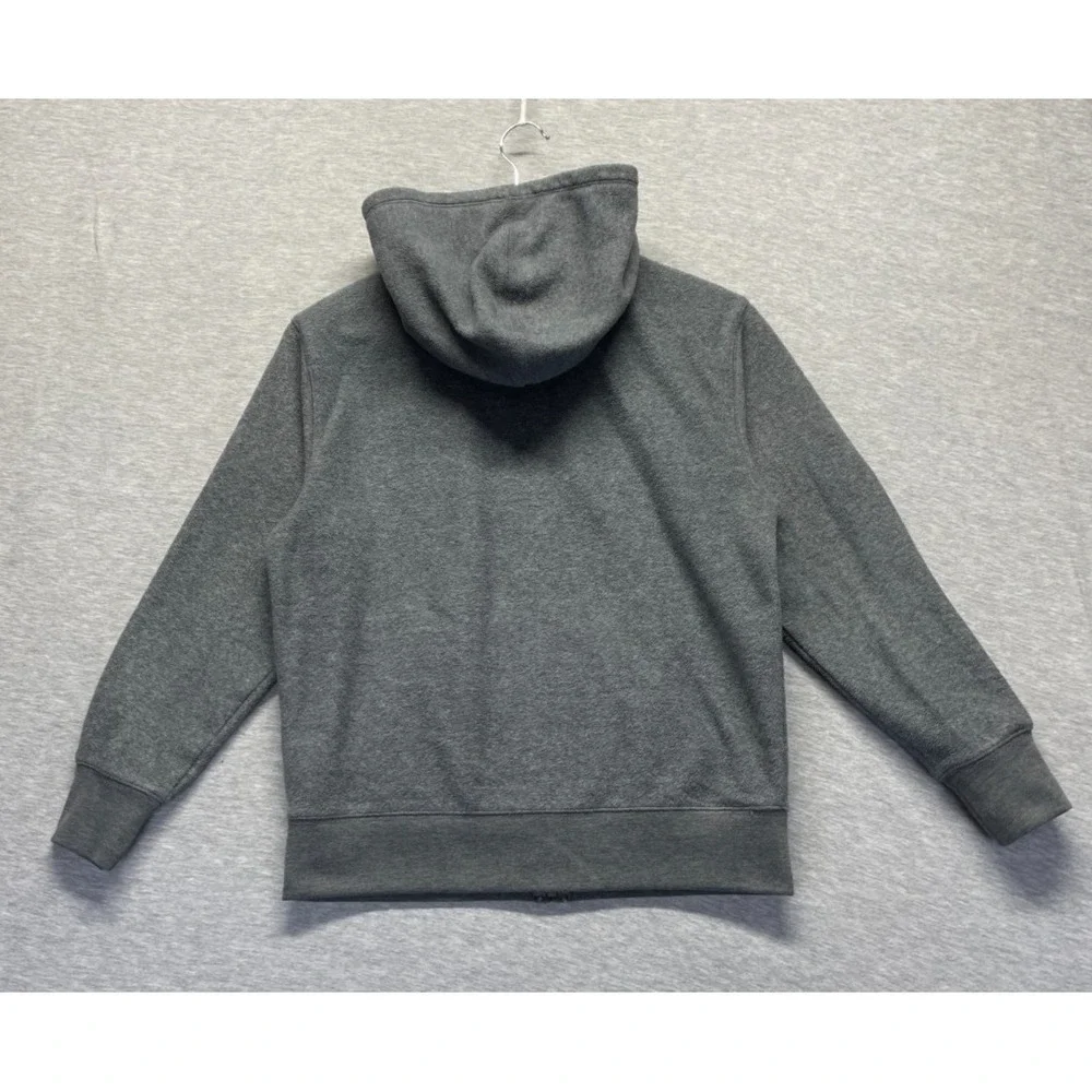 Gap Hoodie Unisex Kids XL (12-13) Gray Fleece Applique Spellout Logo Full Zip